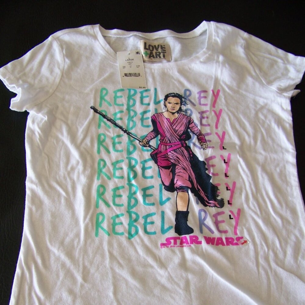 LOVE ART- STARWARS REBEL REY GIRLS T-SHIRT SIZE L BRAND NEW